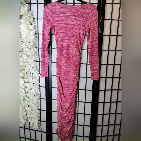 NWT And Now This Maxi Long Sleeve Ruched Sides Dress Pink Size Small - Picture 3 of 6